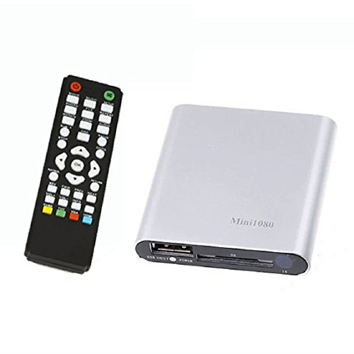 Malloom® 1080P Mini HDD Media Player MKV/H.264/RMVB HD con Host USB/SD Card Reader Plata
