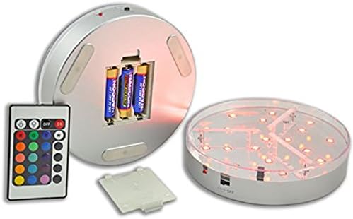 6inch Decor LED Light Base Rechargeable Battery Operated 31pcs Multicolor RGB LEDs w/Remote Controller for Wedding Centerpiece Home Floral Arrangements Under Vade Shisha Hookah Decoration