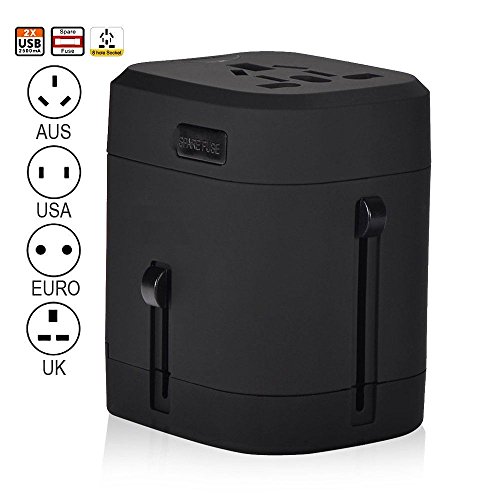 Pavoi All-in-One Reiseadapter Weltreiseadapter Universal Netzadapter Reisestecker Adapter Steckdosenadapter reise adapter Netz-Reiseadapter (USA UK EU AU) + 2.5A DUAL USB - 2