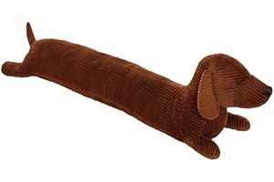 ETRAVEL Bas de Porte décoratifs Coupe Vent 110cm pour Porte et fenêtre, Coupe Courant d'air Animal lesté, Bloque Bruit Serpent pour Bas de Porte avec Boucles d'accrochage - Chien Brun 43" (Chien, 110 cm)