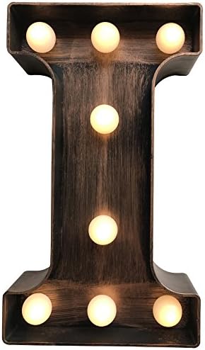 MagiGlow Vintage Style 'I' LED Light up Alphabet Letters, Brushed Bronze