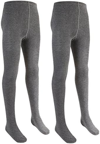 i2i Girls Cotton Rich Plain Knit Tights 2 Pack Grey 2-3 Years
