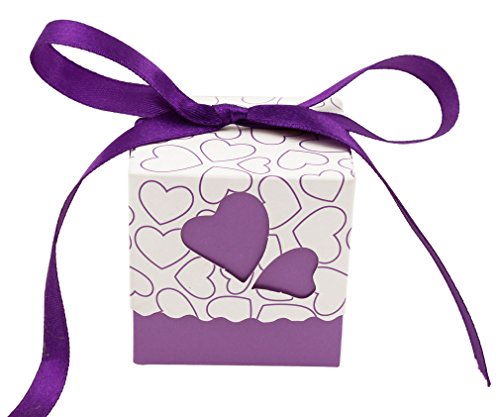 100x Kreative Herz-Entwurf Hochzeit Party Gastgeschenk Box Kartonagen Schachtel Lila - 2