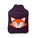 Happy Fox Head Hot Water Bottle Cover - Purple Water Bottle