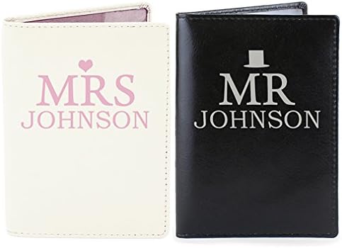 Personalised Passport Holders / Passport Covers Set. MR & MRS. Genuine Leather. His and Hers. Gift For Couple. Honeymoon Gift. Wedding Gift