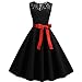 Produktbild jieGREAT Räumungsverkauf ,Women Vintage 50er Retro Sleeveless Lace Splice Solid Party Prom Swing Dress
