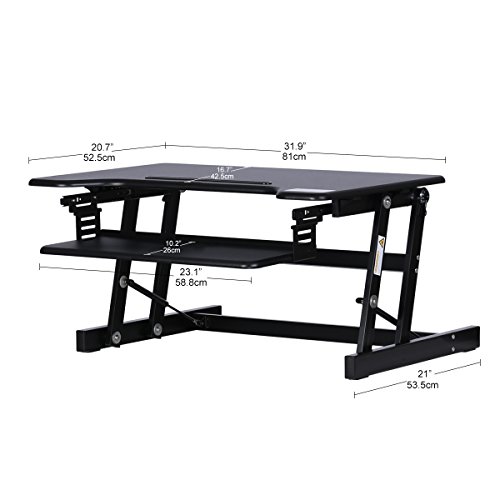 DEVAISE Height Adjustable Standing Desk Riser; 81cm Wide, Black