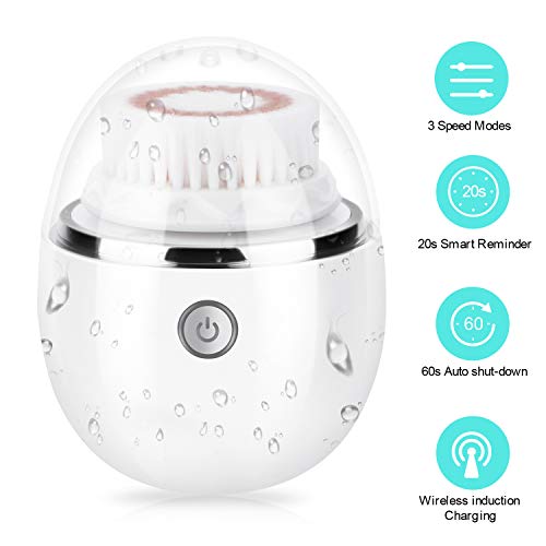Cepillo Limpiador Facial, Nivlan Ultrasónico Cepillo Limpiador Facial de 3 cabezales, Portátil Cepillo Facial Recargable, Impermeable, Recordatorio Inteligente, Carga Inalámbrica, Exfoliante y Masaje