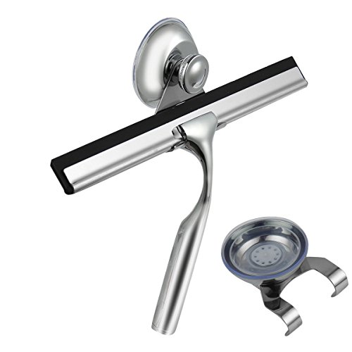Edelstahl Duschabzieher, Fensterwischer, Handheld Fenster Dusche Scheibenwischer mit Halter, Glas Reiniger Abzieher für geflieste Flächen, Spiegel, Dusche Tür Typ B - 3