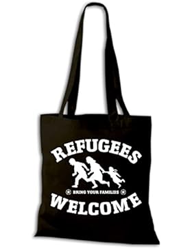Baumwolltasche Jutebeutel Refugees Welcome Stoffbeutel NEU