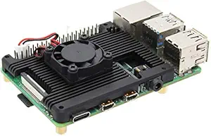 REES52 Raspberry Pi 4 Embedded Heatsink with Fan (P165-A), Raspberry Pi 4B Armor Aluminum Radiator with 5V Cooling Fan Compatible with Raspberry Pi 4 Model B Computer and Pi 4