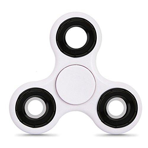 Fidget Spinner Toy with Premium Plastic Bearing - Spins for up to 3 Minutes Hand Spinner - Perfect for ADD, ADHD, Anxiety and Autism Adult Children (White)
