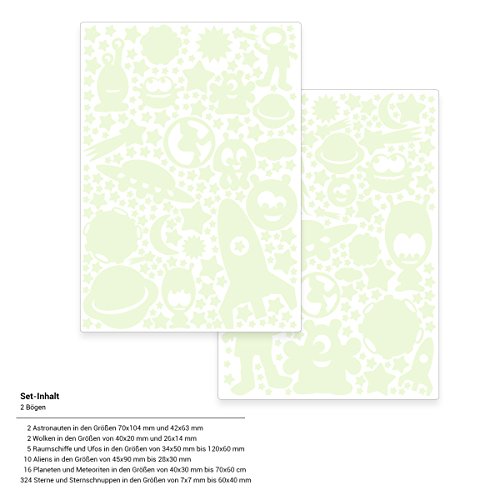 Wandkings „Weltall XL-Set“ Wandsticker / 359 Sticker / Fluoreszierend & im Dunkeln leuchtend - 4
