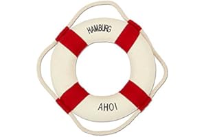 CITY SOUVENIR SHOP Miniatur-Deko-Rettungsring "Hamburg Ahoi" rot, klein, 14 cm
