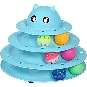 Pets Empire Cat Toy Roller Cat Toys 3 Level Towers Tracks Roller with Six Colorful Ball Interactive Kitten Fun Mental Physical Exercise Puzzle Toys - (Color May Vary) (Single)