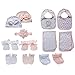 Produktbild 13 Piece Newborn Baby Girl Essentials Gift Set; Hats, Bibs, Burp Cloths, Booties, Scratch Mittens, Head Wrap & Socks