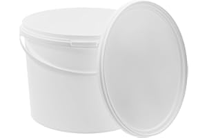 BenBow Secchio con coperchio 10l bianco 1x10 litri sicuro per gli alimenti, stabile, ermetico, a prova di perdite, inodore - contenitore di plastica, con manico - vuoto