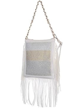 Damen Tasche, Kleine Fransen Umhängetasche Mit Strass, Kunstleder, TA-7060-178