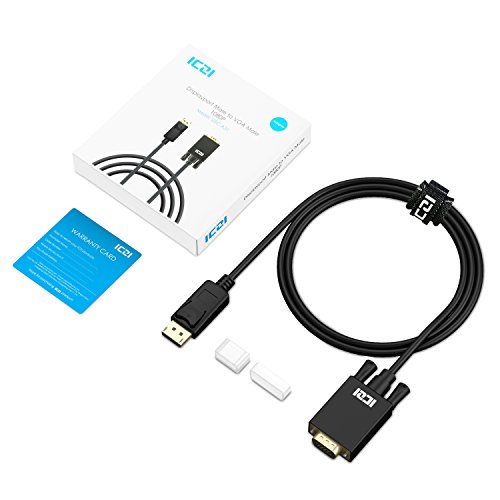 ICZI DisplayPort auf VGA Kabel (Male zu Male, vergoldet Stecker, 1080p) Adapter, für der Monitor mit VGA Buchse anschließen, Schwarz (3m) - 8