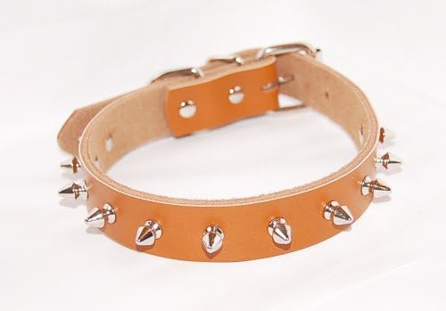 Pet Palace® "Tough Cookie" Spiked Dog Collar plus FREE SAFETY FLASHING LED COLLAR TAG (Brown, Small)
