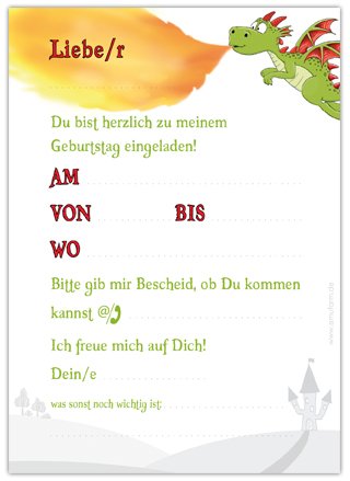 10 EINLADUNGEN zum Kindergeburtstag „DRACHE“ DIN A6 beidseitig bedruckt / Einladung Kindergeburtstag / Einladung Kinder / Einladung Drache - 4