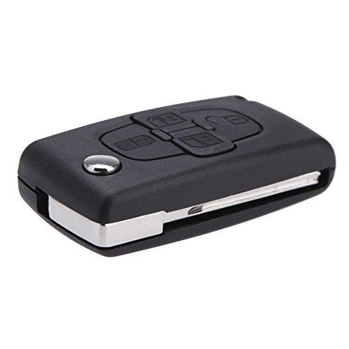 Caja de llave - TOOGOO(R) 4 botones Cascara de llave Caja de llave Llavero de coche remoto plegable deltiron para Peugeot 1007 Citroen C8