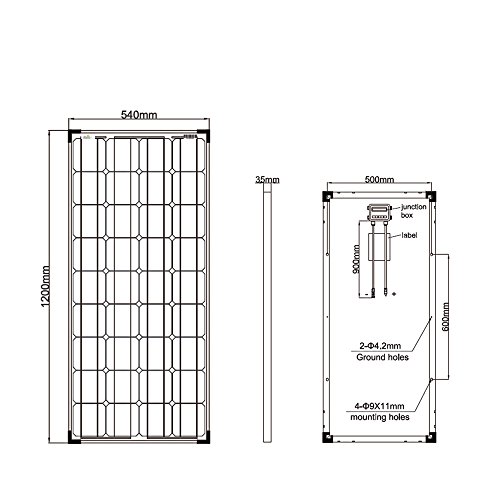 Offgridtec Mono Solarpanel – Solarmodul Solarzelle Photovoltaik, 100 W, 12 V, 001245 - 3