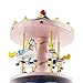 BXT Merry Go Round Music Box Wooden Carousel Multi-Colored 4-Horse Animated Figurine Desktop Playset Awesome Kids Xmas Birthday Presents