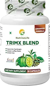 NutrineLife Trimx Blend Dietary Supplement For Weight Loss with Garcinia Cambogia, Green Coffee Bean and Green Tea Extract, Natural 90 Capsules (Pack of 1)