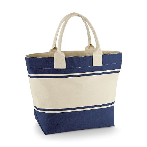 Strandtasche Shopper Einkaufstasche Badetasche weiss blau (natur/marine)