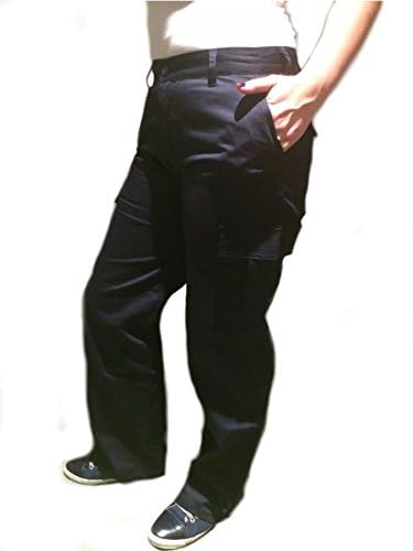 Ladies Womens Cargo Combat Work Wear Trousers Pants Black or Navy Size 8 - 20 (18, Navy Blue)