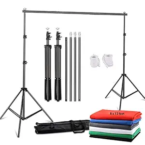 YUGAM Photography Backdrop Stand Kit Background Support Kit Foldable with Bag and lekera Curtain Cloth (with Stand KIT, White)