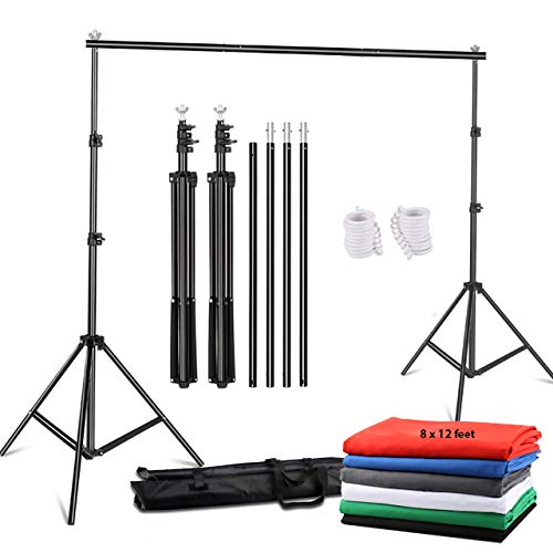 YUGAM Photography Backdrop Stand Kit Background Support Kit Foldable with Bag and lekera Curtain Cloth (with Stand KIT, White)