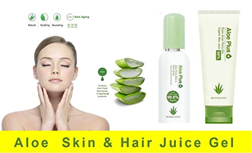 Gel de aloe vera y espray 99,8% de jabón puro, de 3 años, planta de aloe orgánica para piel y cabello, 140 g + 100 ml de alta calidad Aloe Plus de Secret Essentials
