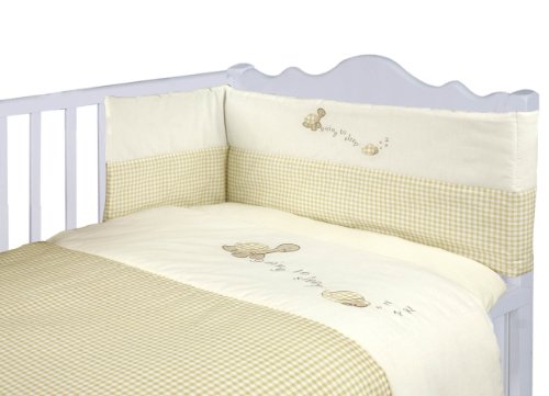 Nursery Baby Bale Bedding Set Cream Gingham Check - Baby Cot Bed Set