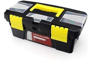 Glowick Heavy-Duty Portable Plastic Tool Box with Removable Tray & Carry Handle Plastic Mini Hardware Bin, Hammer, Drill, Wrench, Organizer (1Pcs)