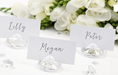 Platzkartenhalter Tischkartenhalter Memohalter Hochzeit Taufe Kommunion Festtafel | Diamant Acryl | 10 Stück transparent klar