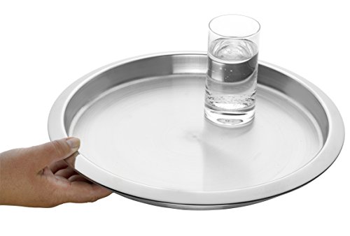 Esmeyer 307-009 Edelstahltablett VENGA, rund Durchmesser 35 cm, Höhe 3 cm, Oberfläche matt, Rand hochglanzpoliert. - 3