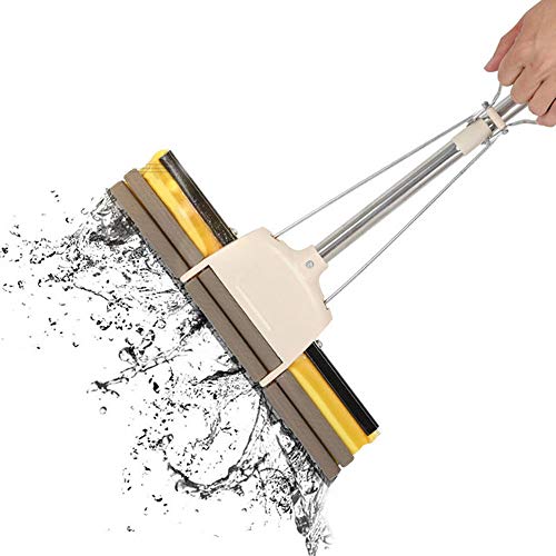 0 ℃ Outdoor Sponge Floor Mop,PVA Mop Professional Fold Absorbent Sponge Foam Rubber Head Branch Telescopic Extension Stainless Steel Pole