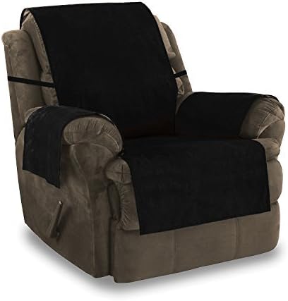 Furniture Fresh - New and Improved Anti-Slip Grip Furniture Protector with Stay Put Straps and Water Resistant Microsuede Fabric (Recliner, Black)