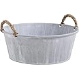 Bassine En Zinc Bassine Zinc Aubry Gaspard Avec Anses Corde - 30,5cm - Décoration Jardin Campagne Chic Corbeille Métal Ancien Style