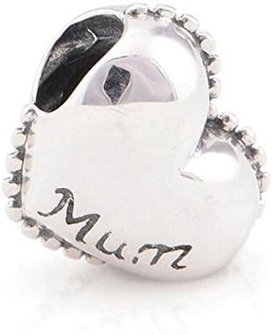 Mum - Puff Heart - Love - Mother - Family - 925 Sterling Silver Charm Bead – European Style