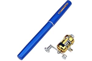 PINEESEATILE 38inch Mini Portable Pocket Aluminum Alloy Fishing Rod Pen (Blue) Fishing Rod