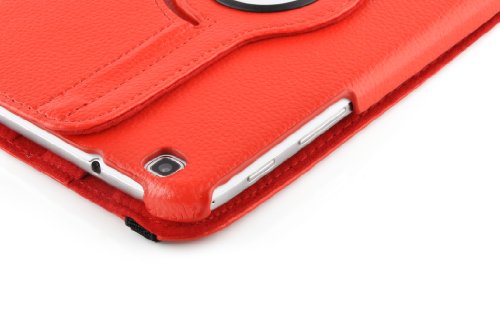 JAMMYLIZARD | ROT 360 Grad rotierende Lederhülle Smart Case für das Samsung Galaxy Tab 3 8.0 voll kompatibel mit der Sleep-Funktion, inkl. Displayschutzfolie - 8