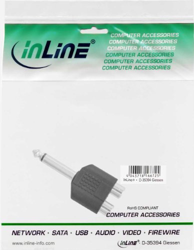 InLine 99339 6.3mm 2xCinch Schwarz – Kabelschnittstellen-/adapter (6.3mm, 2xCinch, Männlich/weiblich, Schwarz) - 2