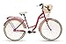 Produktbild Goetze Colours 28 Zoll Damen Citybike Stadtrad Damenfahrrad Damenrad Hollandrad Retro-Design 3-Gang Korb Hinterradbremse LED-Beleuchtung Himbeerrot-Beige