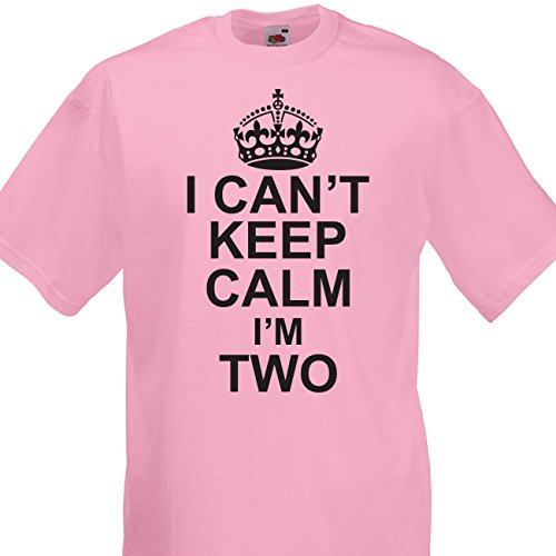 I Can't Keep Calm I'm two funny cotton Tshirt Girls 2nd Birthday 2-3 Years Light Pink