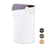 Relaxdays Wäschekorb Bambus rund Ø 41 cm, 65 cm hoch cm...