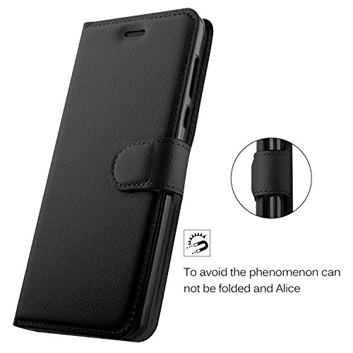Nokia 6 Custodia - KuGi Lussuosa PU Cover Custodia Protettiva Portafoglio da Mano per Nokia 6 Smartphone (Nero)