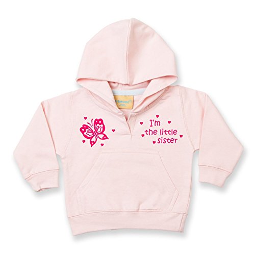The Bees Tees Little Sister Butterfly Baby's Hoodie 6-12 Months Pale Pink